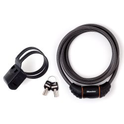 Masterlock 8130 KLJUČ 1,8M, brava za bicikl, crna