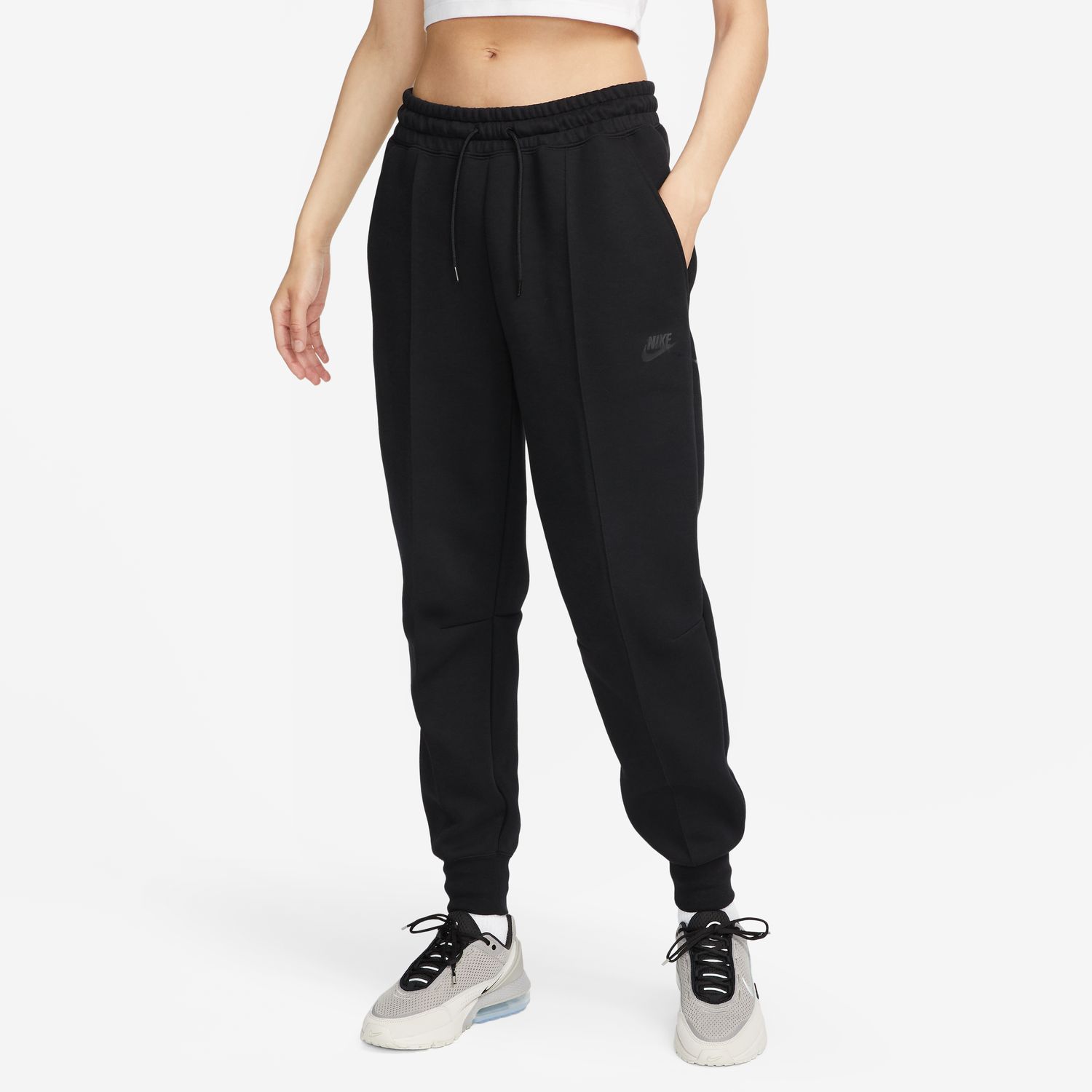 Nike W NSW TCH FLC MR JGGR, ženske pantalone, crna
