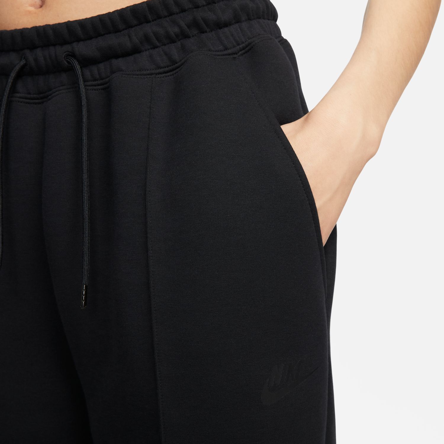 Nike W NSW TCH FLC MR JGGR, ženske pantalone, crna