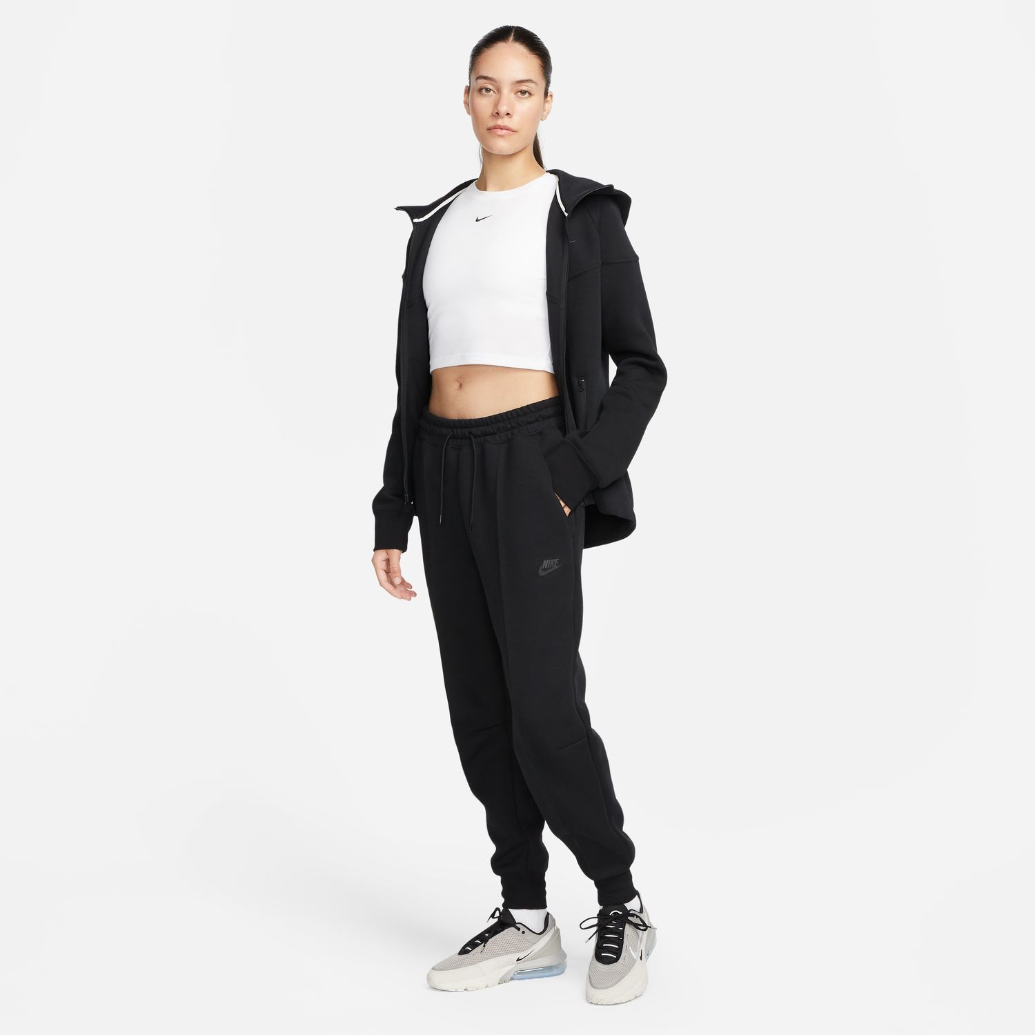 Nike W NSW TCH FLC MR JGGR, ženske pantalone, crna