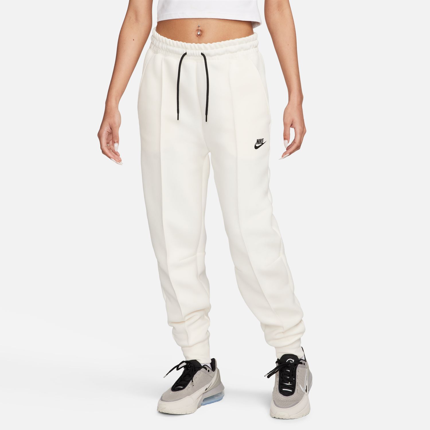 Nike W NSW TCH FLC MR JGGR, ženske pantalone, bijela