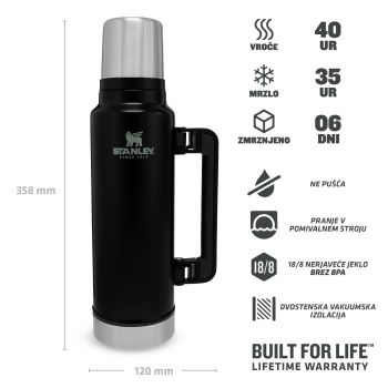Stanley CLASSIC BOTTLE 1,4L, alu termos boca kamp, crna