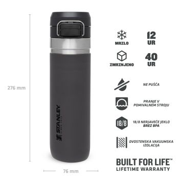 Stanley QUICK FLIP WATER BOTTLE 0,7L, alu termos boca kamp, siva