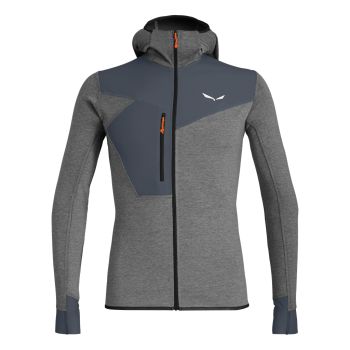 Salewa PUEZ 2 DRY M L/S HOOD FZ TEE, muški duks za planinarenje, siva
