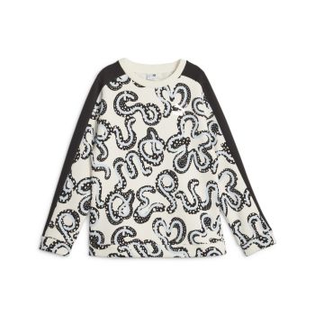 Puma T7 FLWR AOP CREW FL G, dječiji duks, crna