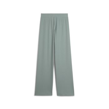 Puma ESS ELEVATED HIGH-WAIST STRAIGHT LEG RIB PANT, ženski donji dio trenerke, zelena