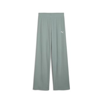Puma ESS ELEVATED HIGH-WAIST STRAIGHT LEG RIB PANT, ženski donji dio trenerke, zelena