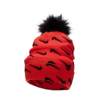 Nike K NK PEAK BEANIE POM, dječija kapa, crvena