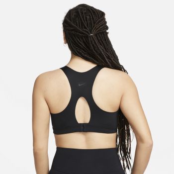 Nike W NK DF ALPHA ZIP-FRONT BRA, ženski top, crna