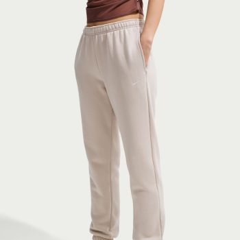 Nike W NK STDO FLC MW MR STD CF PNT, ženski donji dio trenerke, bež